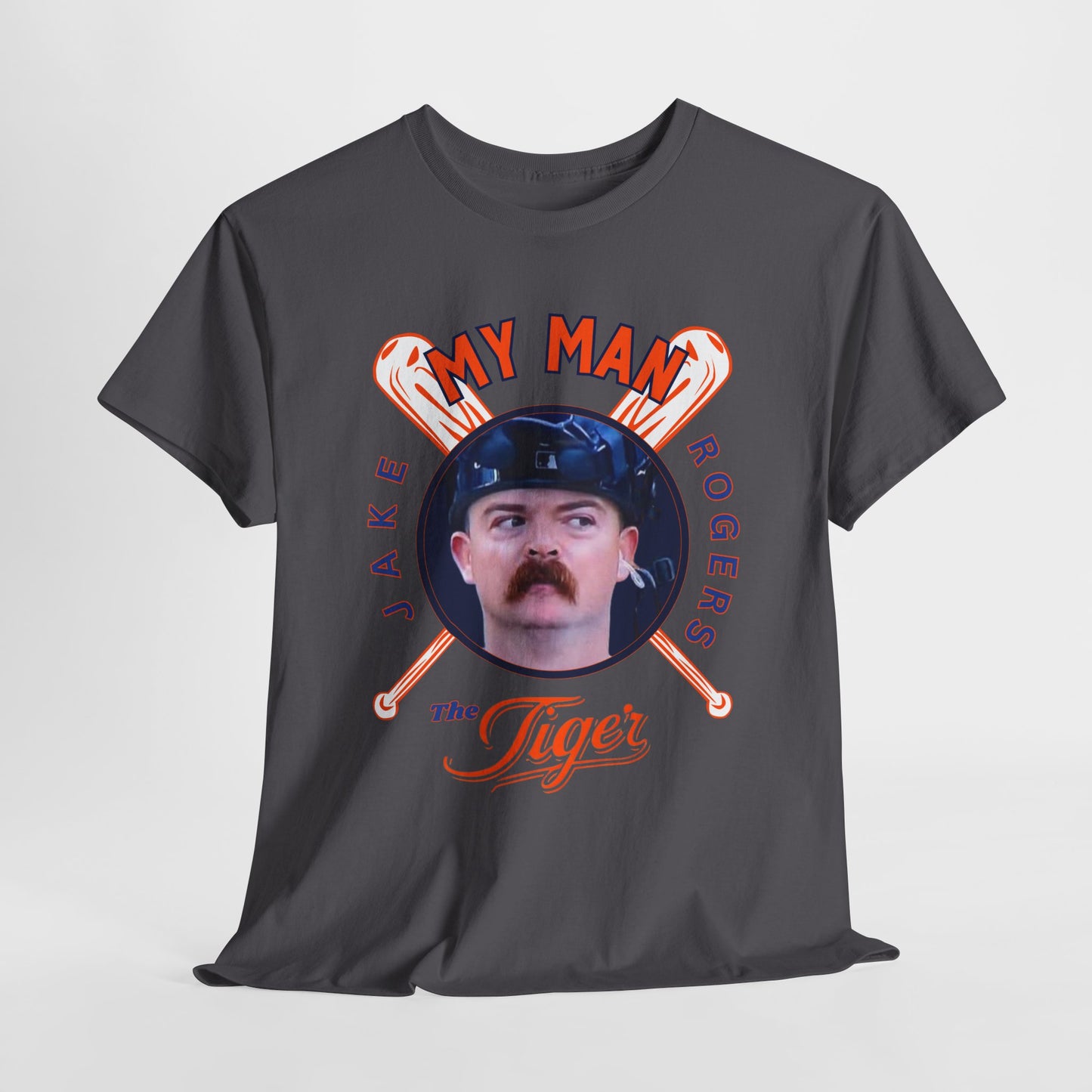 My Man The Tiger Unisex Heavy Cotton Tee - Retro Baseball Fan Shirt