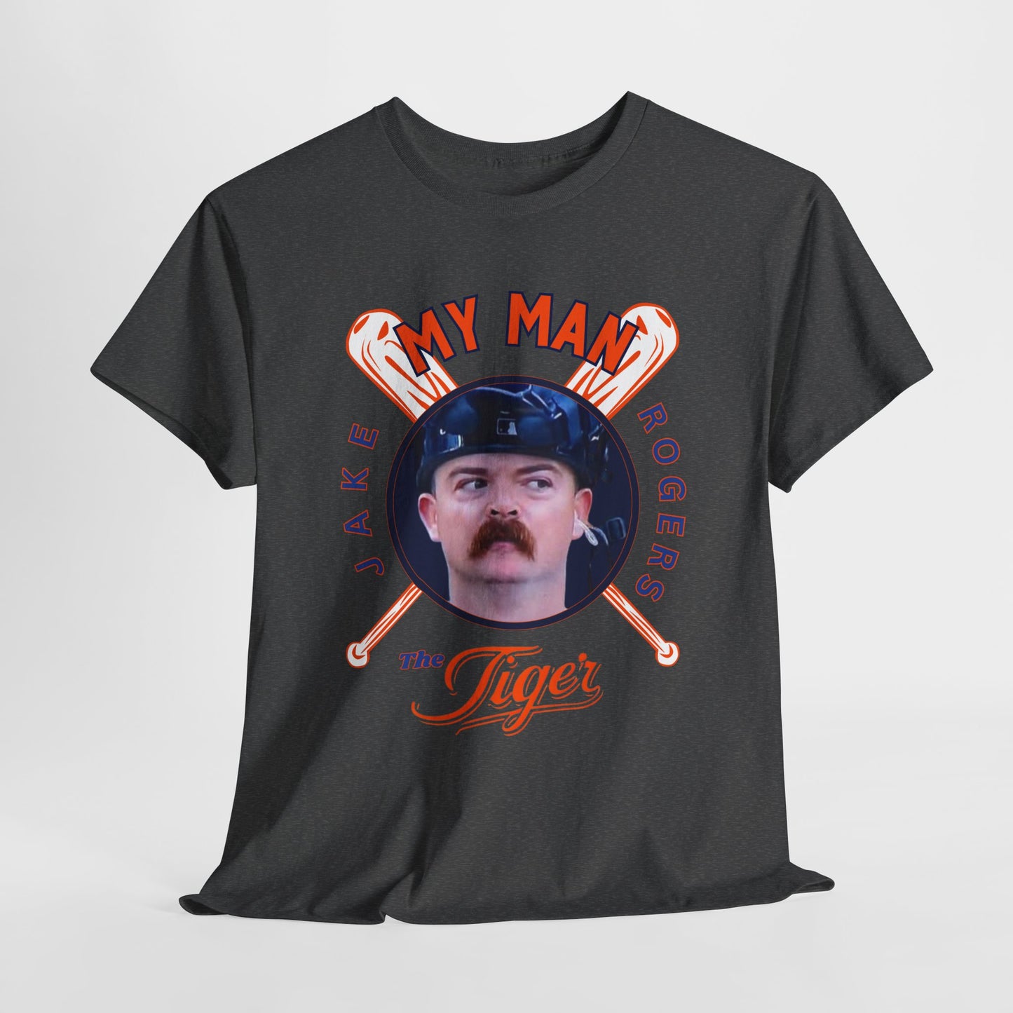 My Man The Tiger Unisex Heavy Cotton Tee - Retro Baseball Fan Shirt