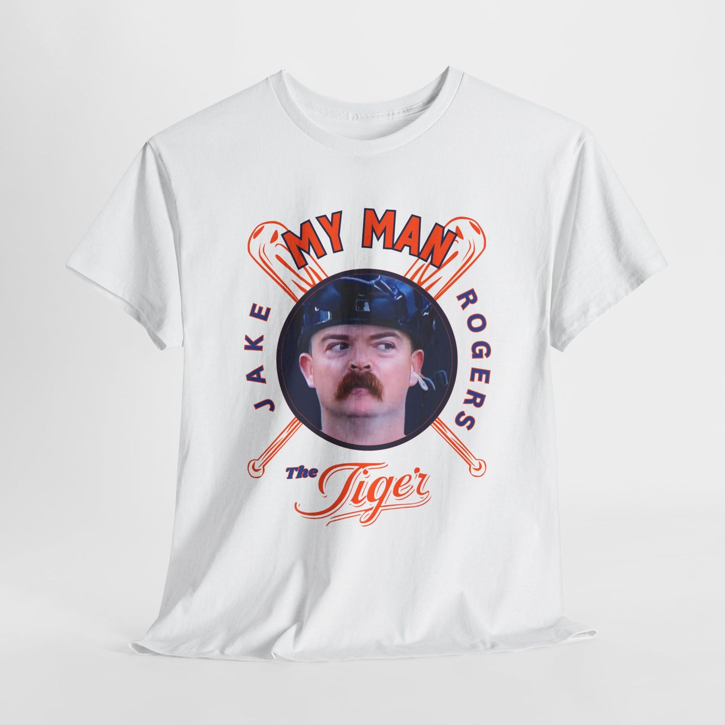 My Man The Tiger Unisex Heavy Cotton Tee - Retro Baseball Fan Shirt