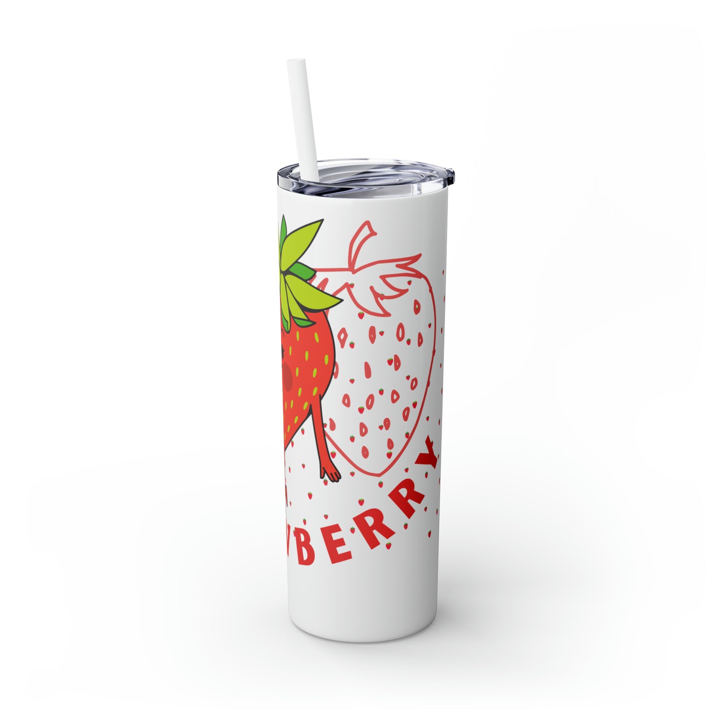 Strawberry Skinny Tumbler with Straw, 20oz