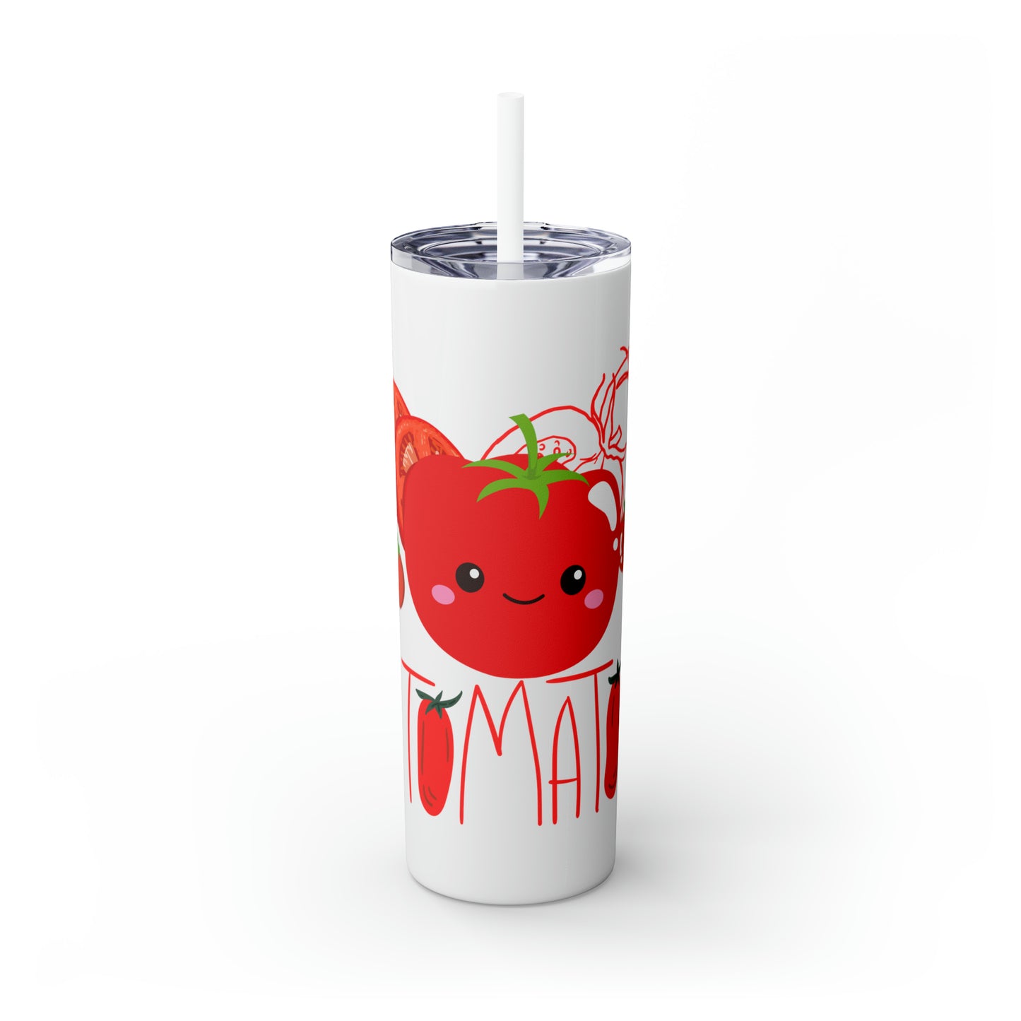 Tomato Skinny Tumbler with Straw, 20oz