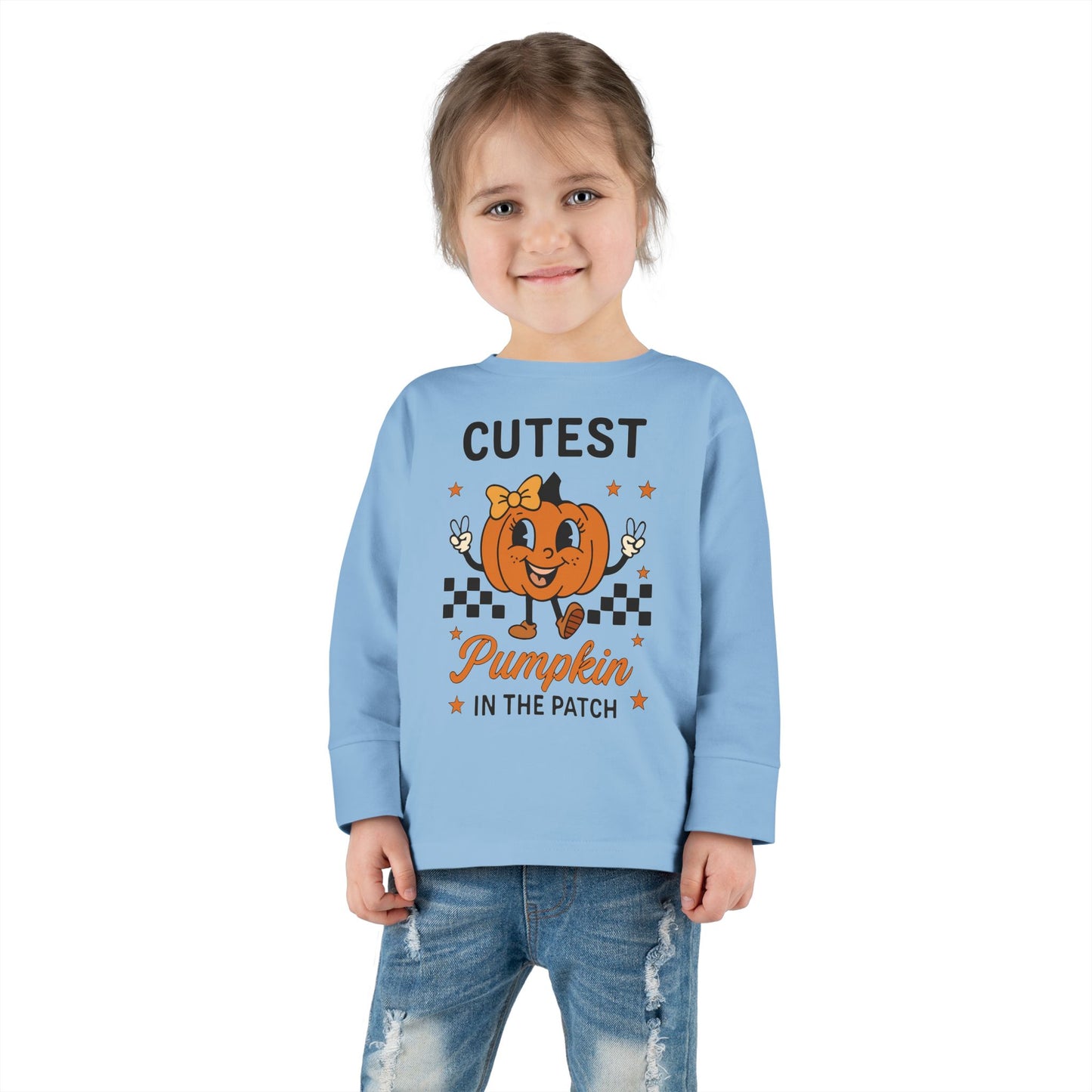 TODDLER Long Sleeve Tee with Cute Pumpkin