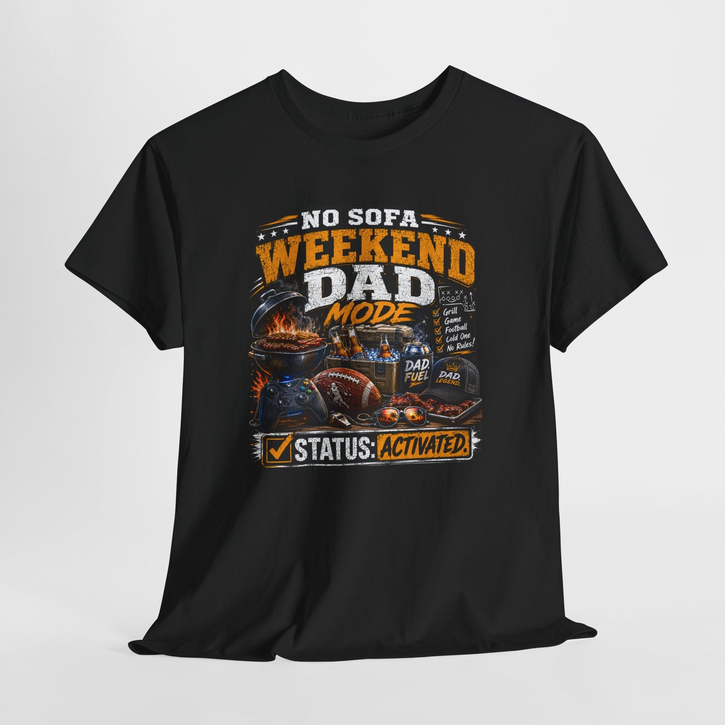 Weekend Dad Mode T-Shirt — "No Sofa Weekend" Status: Activated Football Tee