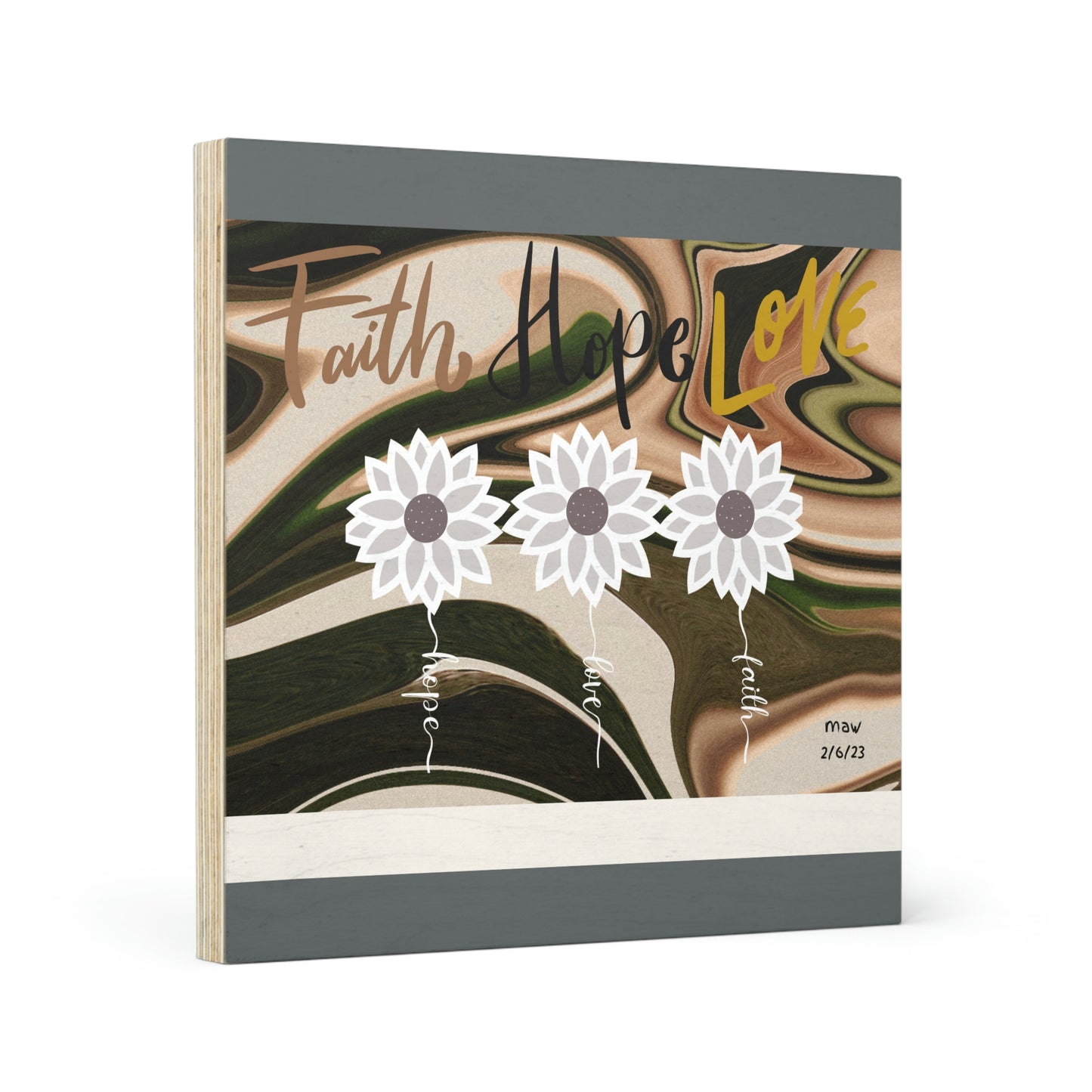 Faith Hope Love Wood Canvas
