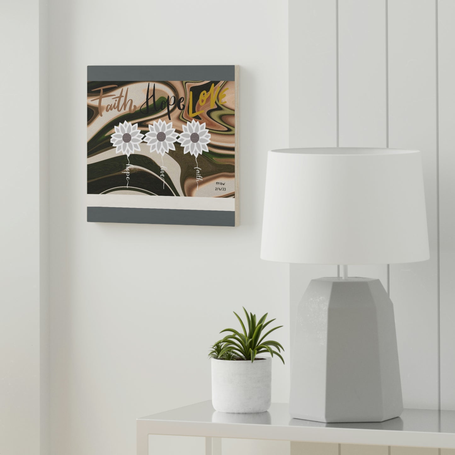 Faith Hope Love Wood Canvas