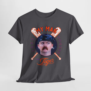 My Man The Tiger Unisex Heavy Cotton Tee - Retro Baseball Fan Shirt