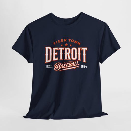 Detroit Baseball Unisex Heavy Cotton Tee - Vintage Style Tee for Sports Fans