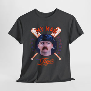 My Man The Tiger Unisex Heavy Cotton Tee - Retro Baseball Fan Shirt