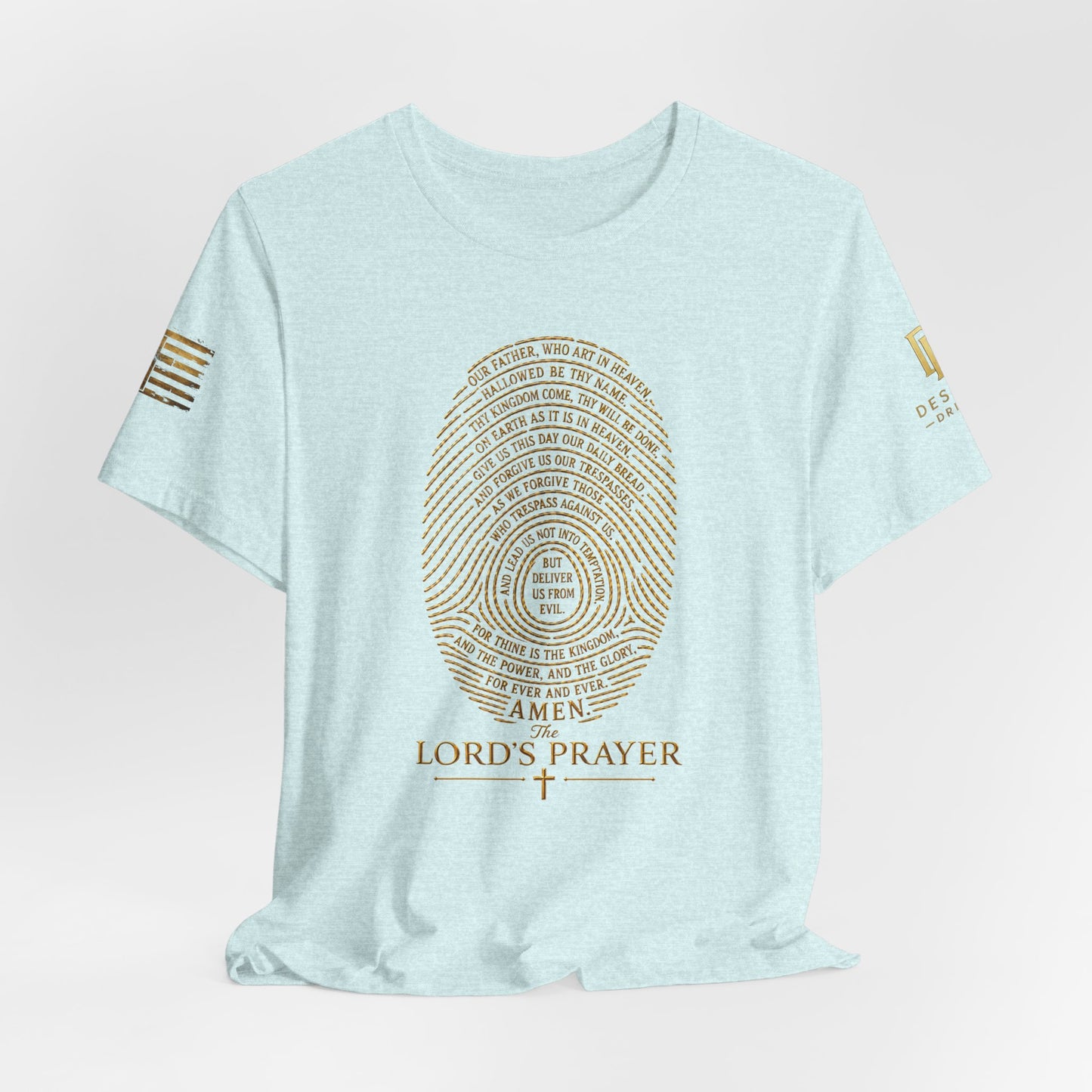 T-Shirt — Gold Fingerprint "Lord's Prayer" Christian Faith Tee