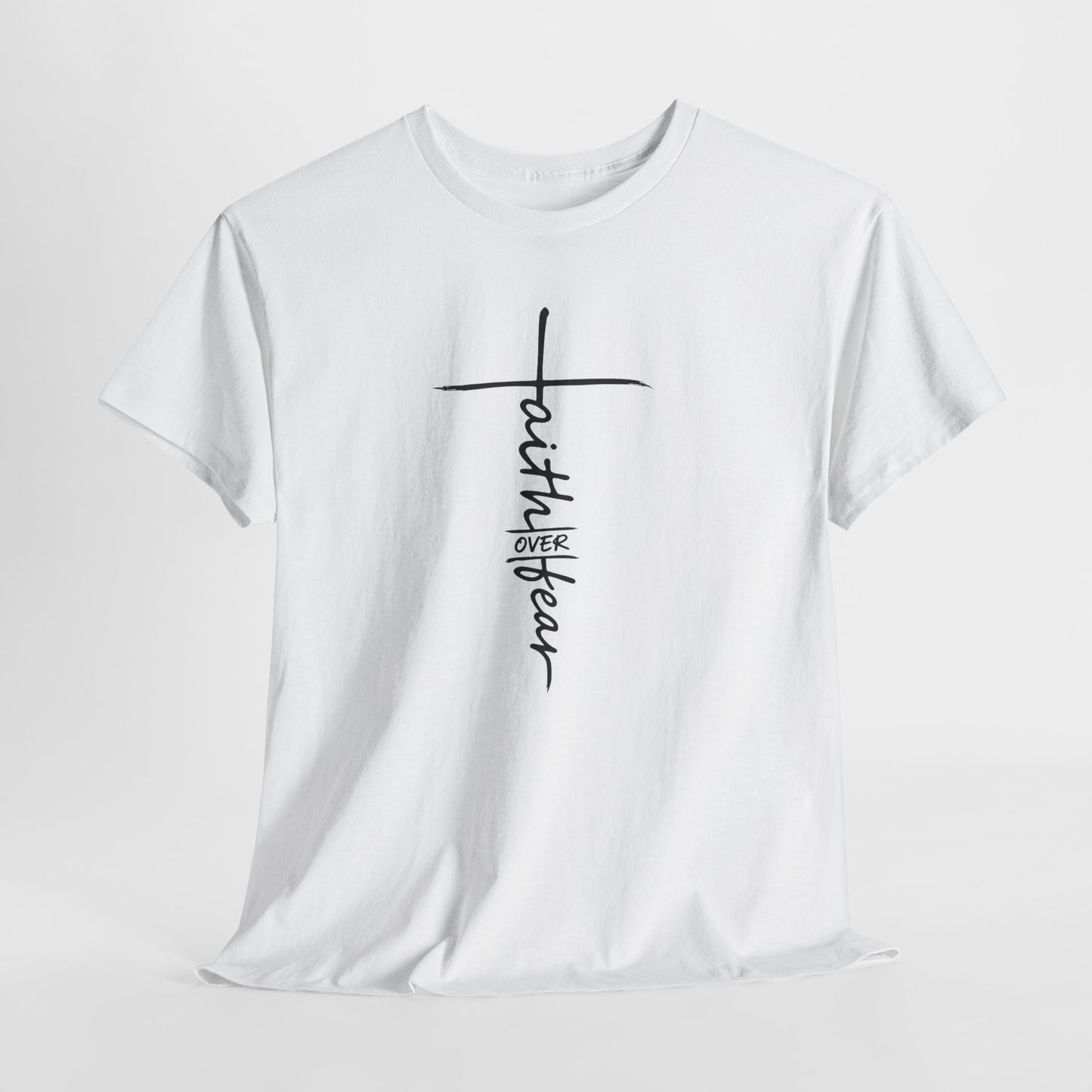 Faith Cross T-Shirt — Minimal Script Christian Tee
