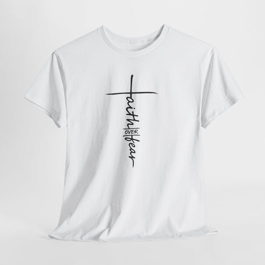 Faith Cross T-Shirt — Minimal Script Christian Tee