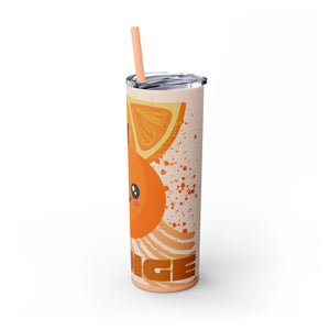 Orange Skinny Tumbler with Straw, 20oz