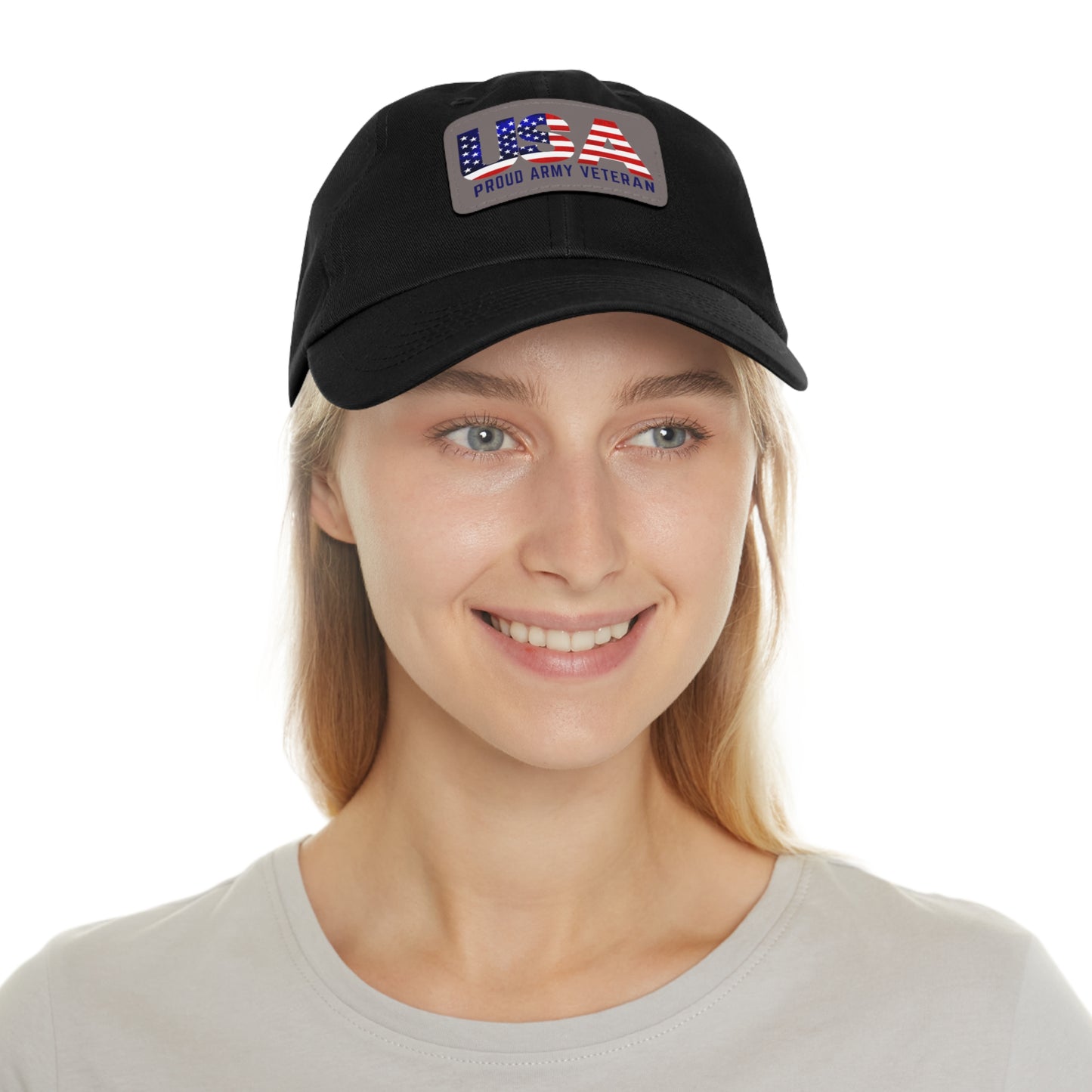 USA VET Hat with Leather Patch (Rectangle)