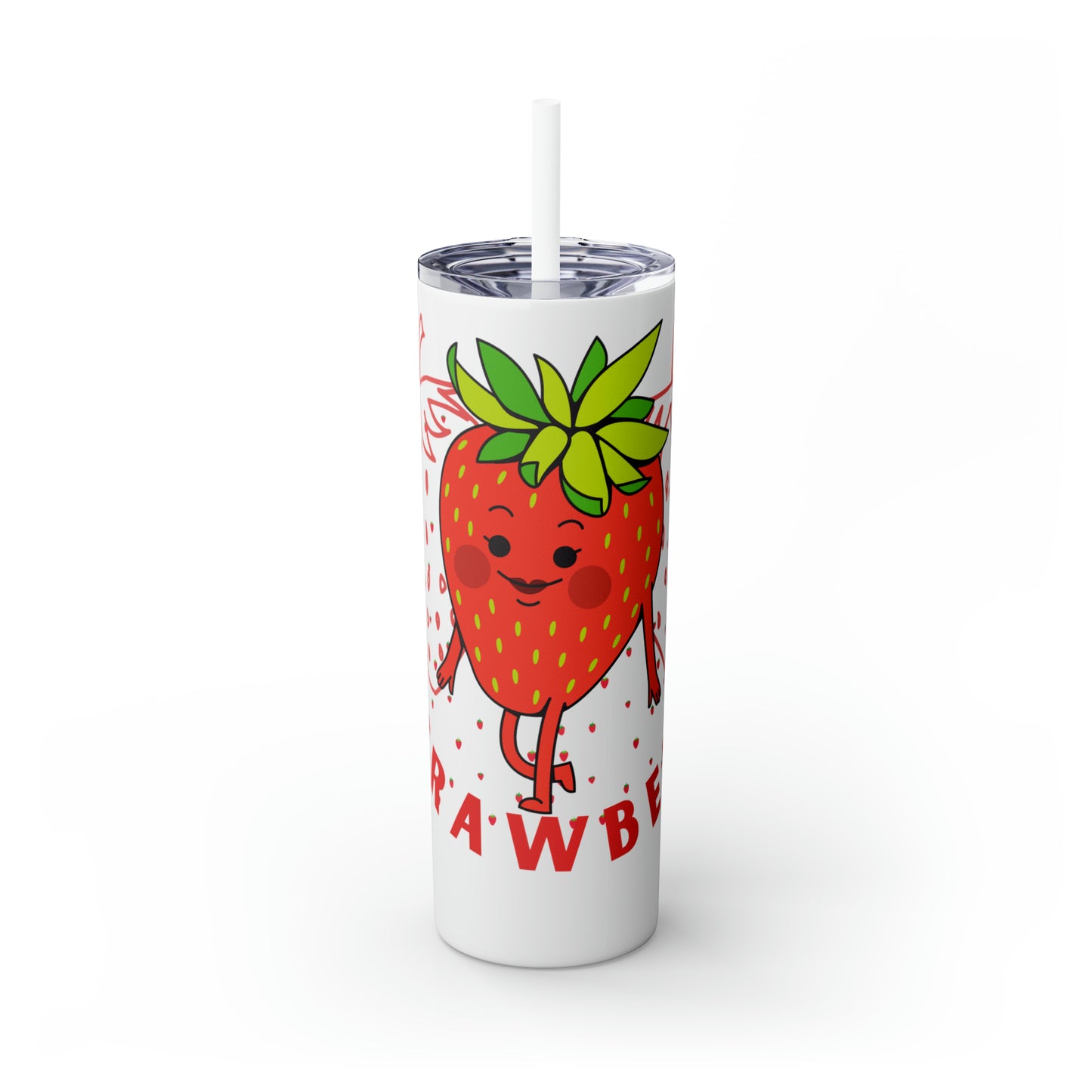 Strawberry Skinny Tumbler with Straw, 20oz