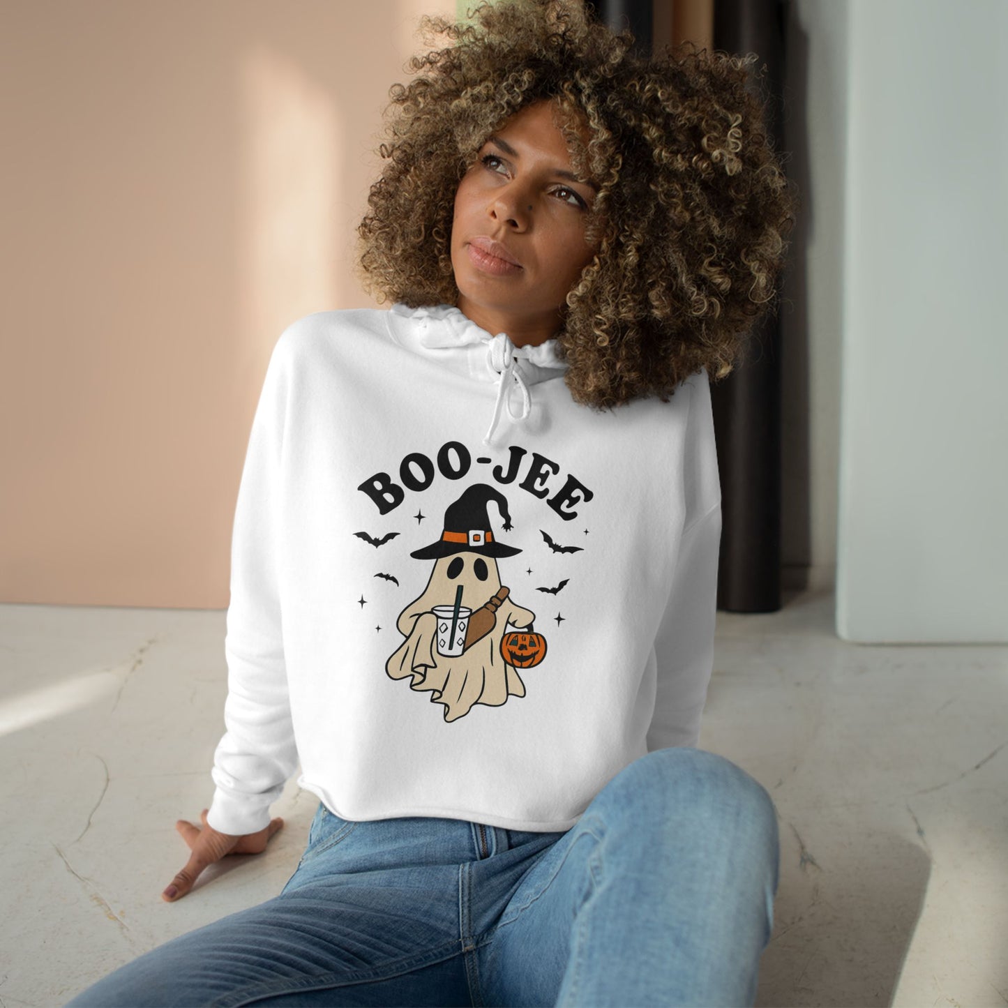 Boo-Jee Halloween Crop Hoodie for Women