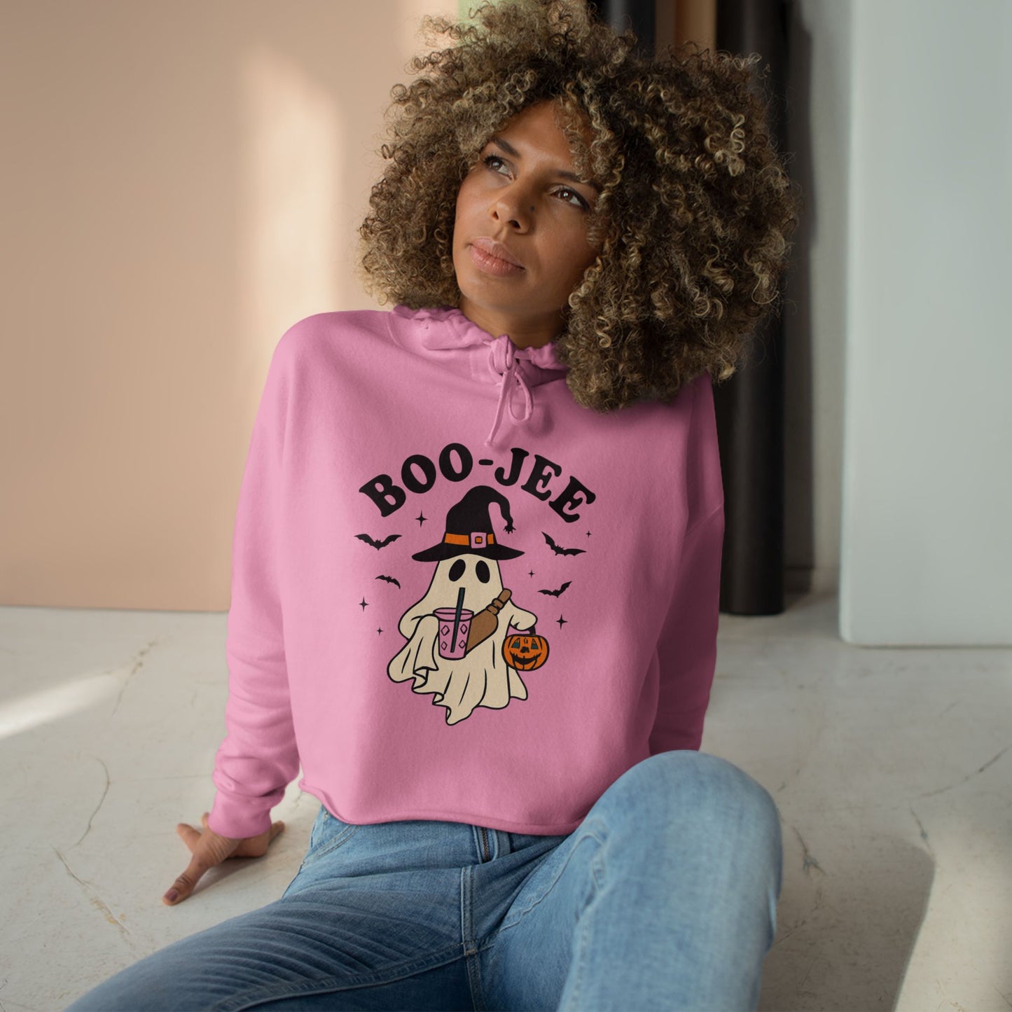 Boo-Jee Halloween Crop Hoodie for Women