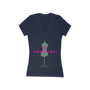Couture Jersey Short Sleeve Deep V-Neck Tee