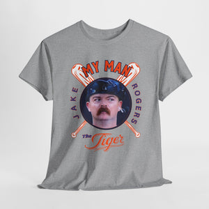 My Man The Tiger Unisex Heavy Cotton Tee - Retro Baseball Fan Shirt