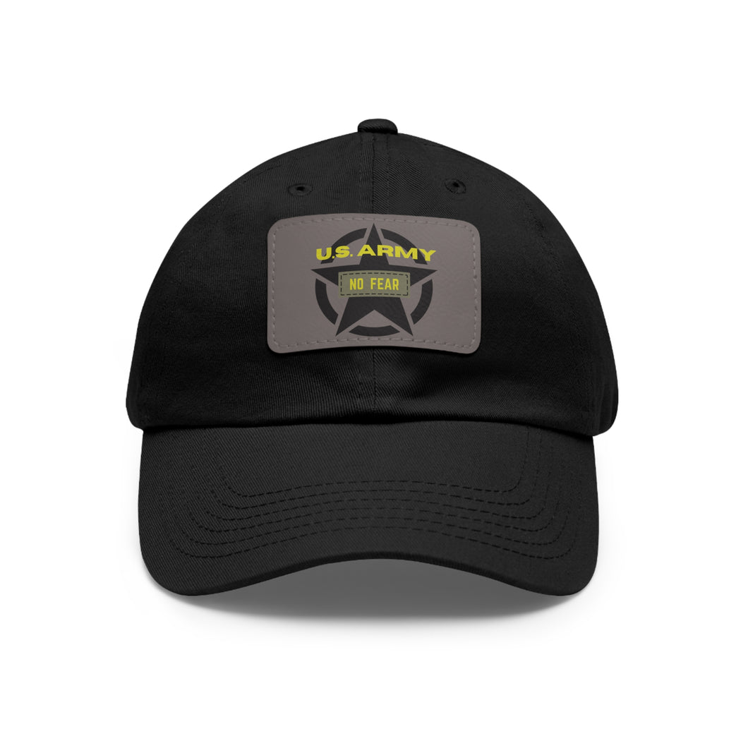 US Army Hat with Leather Patch (Rectangle)