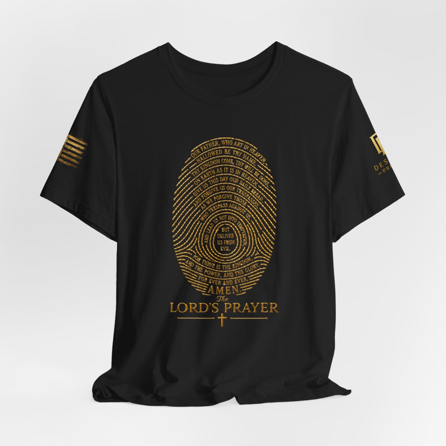 T-Shirt — Gold Fingerprint "Lord's Prayer" Christian Faith Tee
