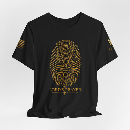 T-Shirt — Gold Fingerprint "Lord's Prayer" Christian Faith Tee