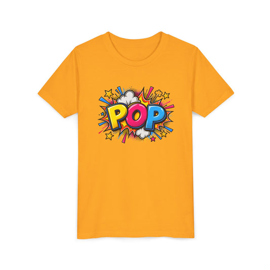 Youth Tee — Colorful Pop Graphic “POP” Kids Shirt