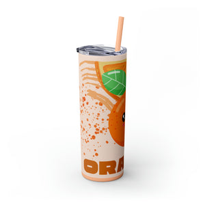 Orange Skinny Tumbler with Straw, 20oz