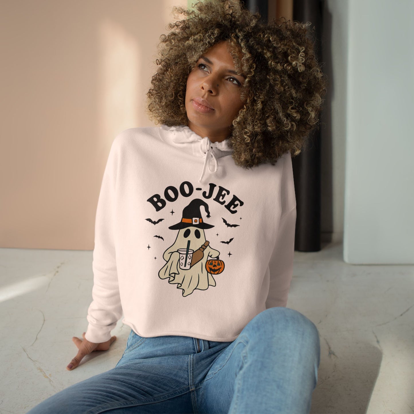 Boo-Jee Halloween Crop Hoodie for Women