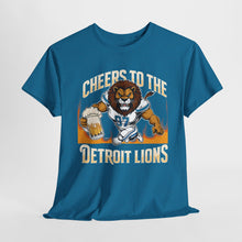 Load image into Gallery viewer, Cheers to the Detroit Lions Unisex Cotton Tee - Perfect for Game Day!
