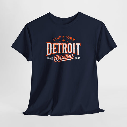 Detroit Baseball Unisex Heavy Cotton Tee - Vintage Style Tee for Sports Fans