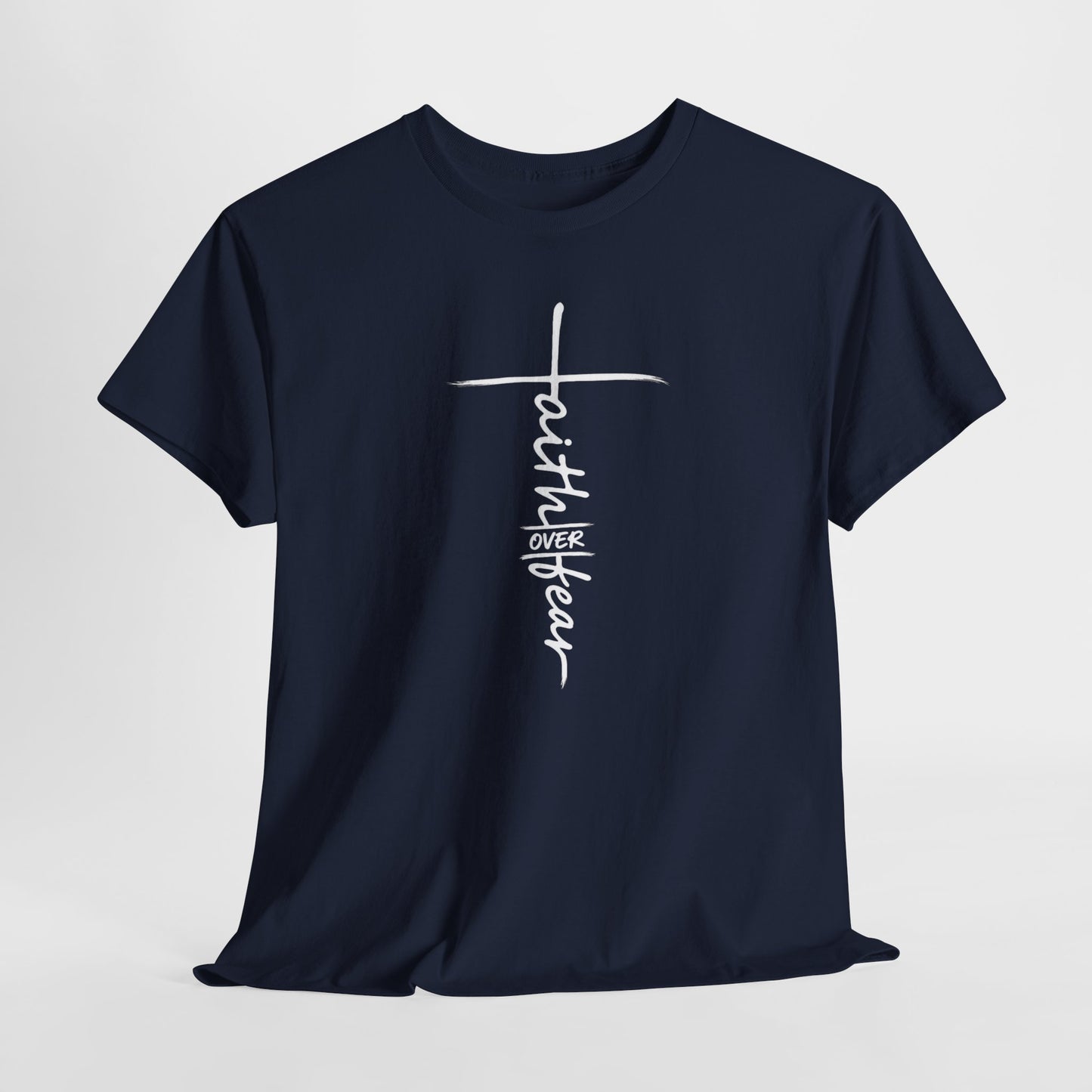 Faith Cross T-Shirt — Minimal Script Christian Tee