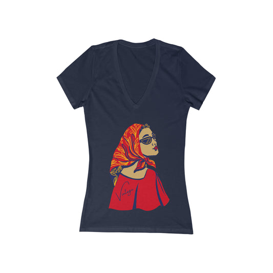 Vintage Jersey Short Sleeve Deep V-Neck Tee