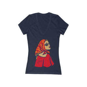 Vintage Jersey Short Sleeve Deep V-Neck Tee