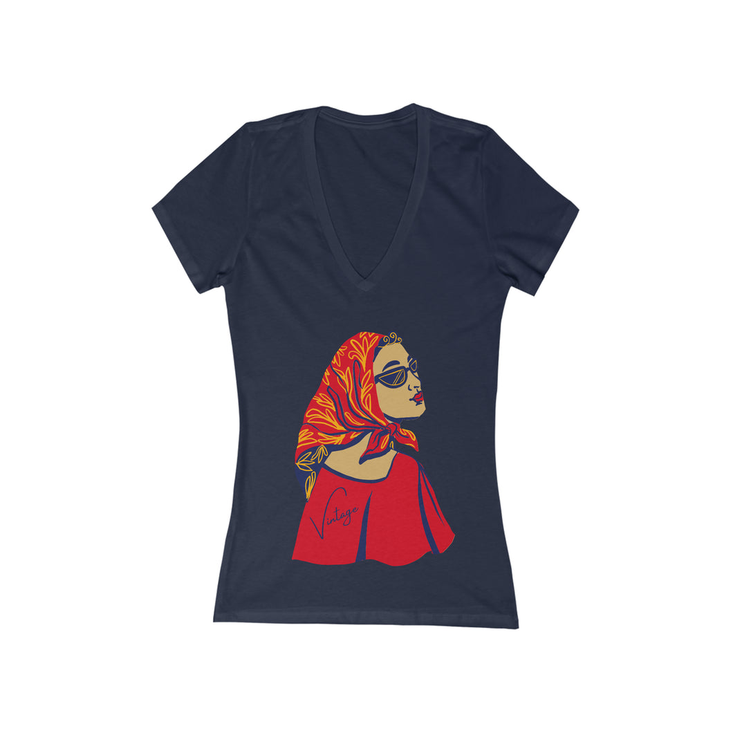 Vintage Jersey Short Sleeve Deep V-Neck Tee
