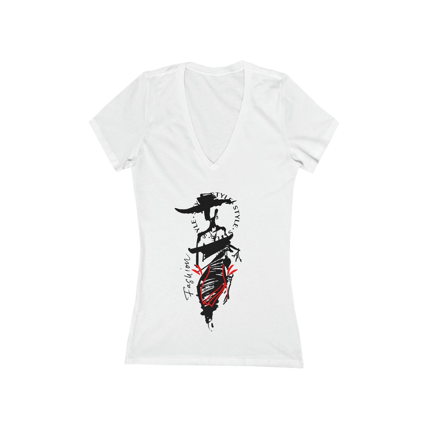 Style II Jersey Short Sleeve Deep V-Neck Tee