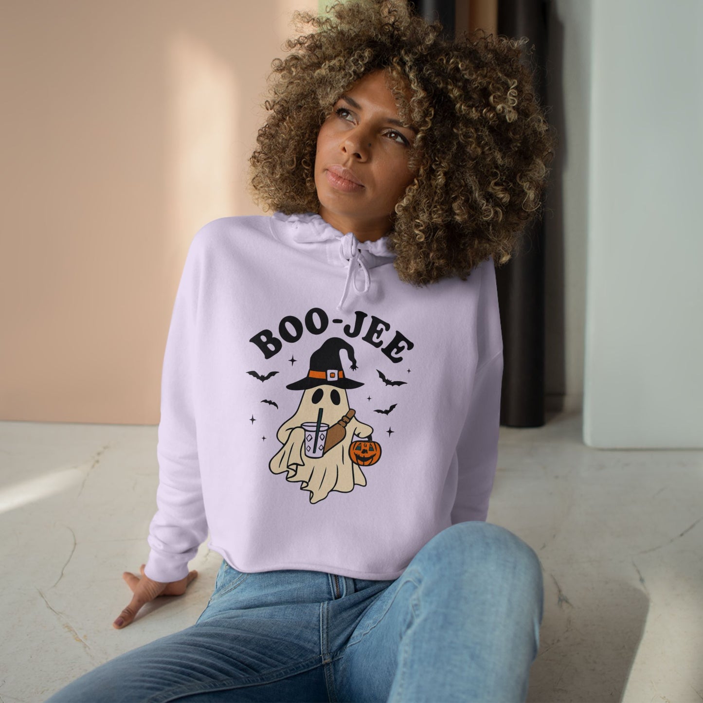 Boo-Jee Halloween Crop Hoodie for Women