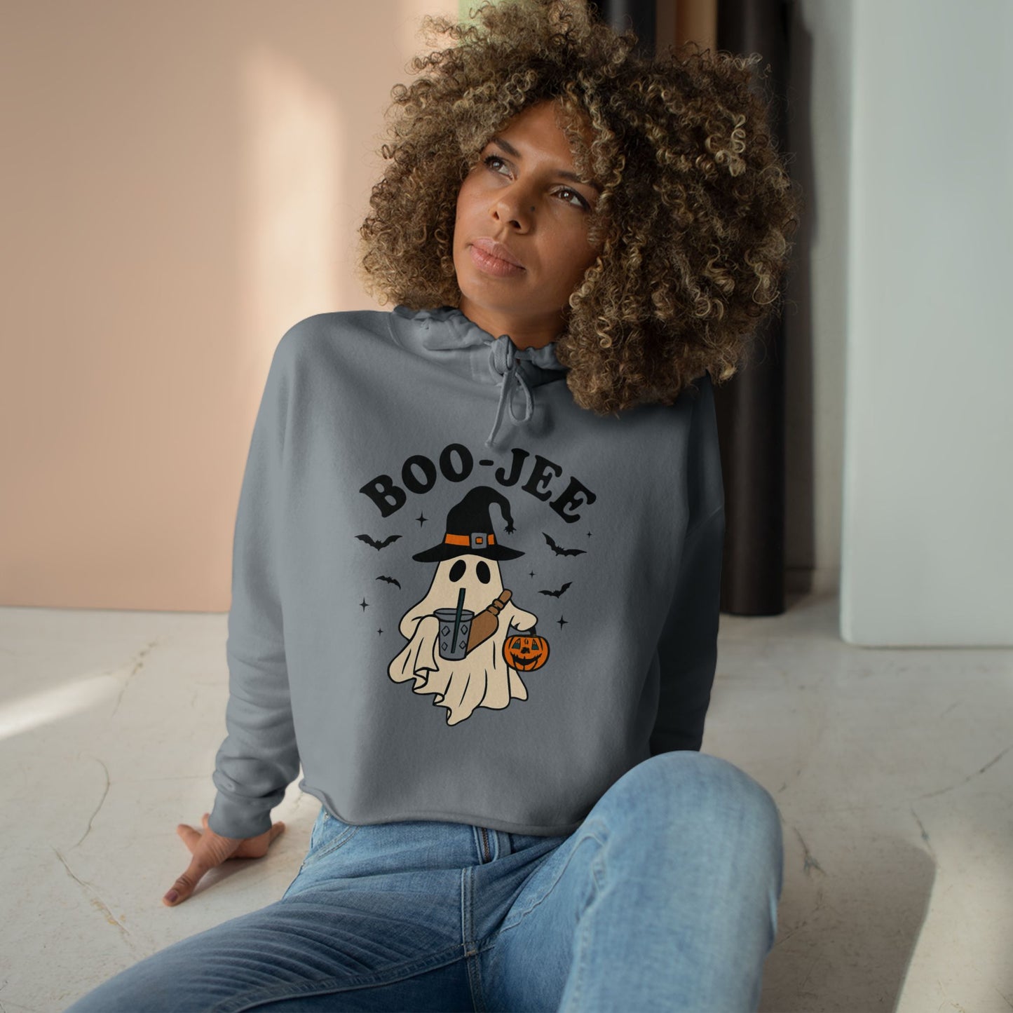 Boo-Jee Halloween Crop Hoodie for Women
