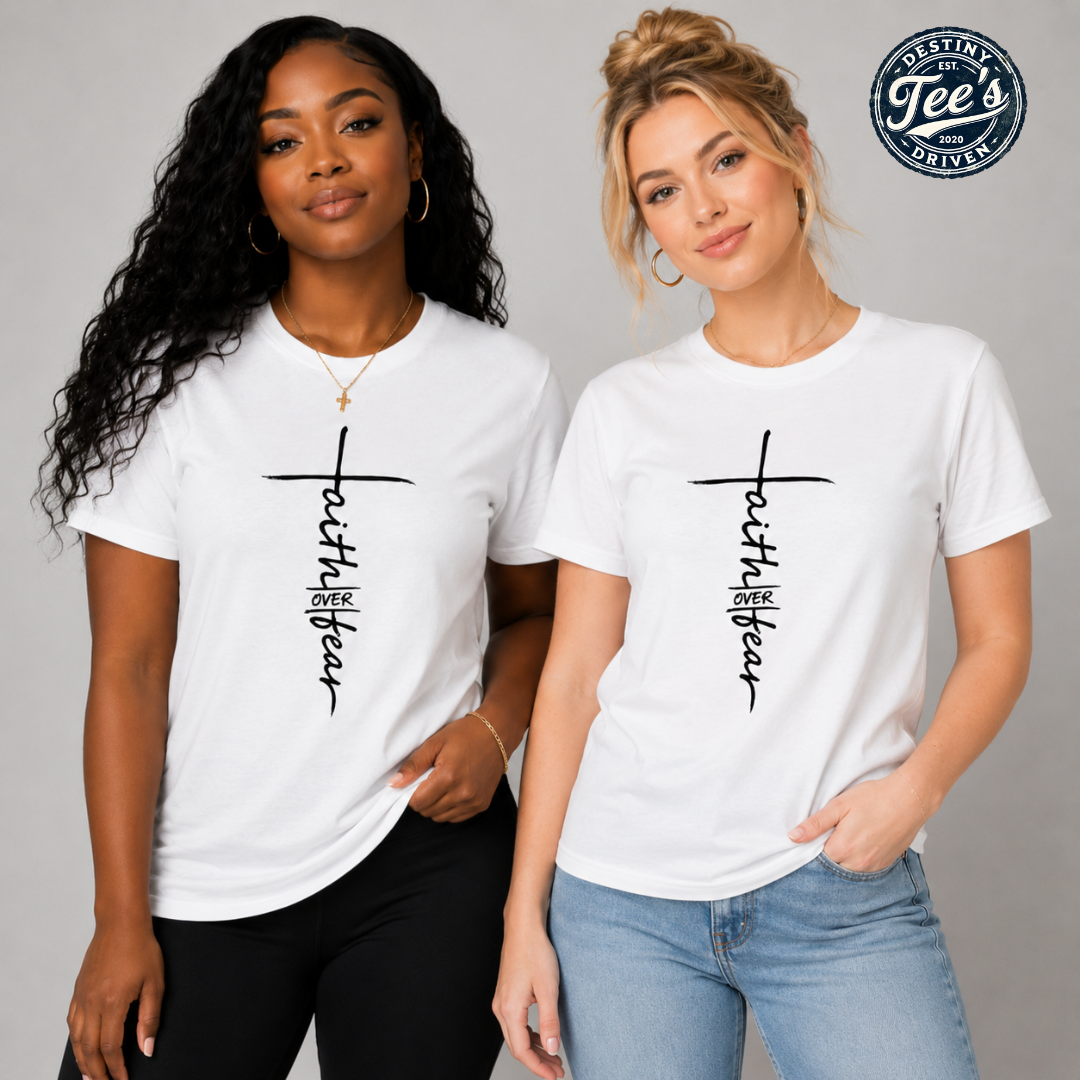 Faith Cross T-Shirt — Minimal Script Christian Tee