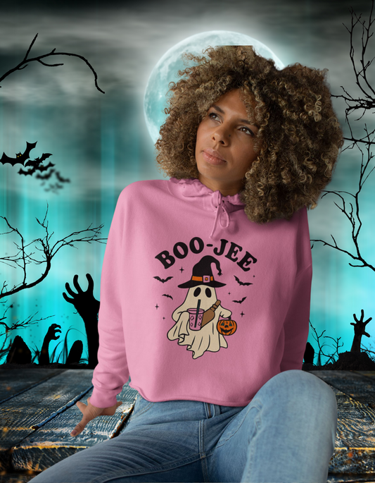 Boo-Jee Halloween Crop Hoodie for Women