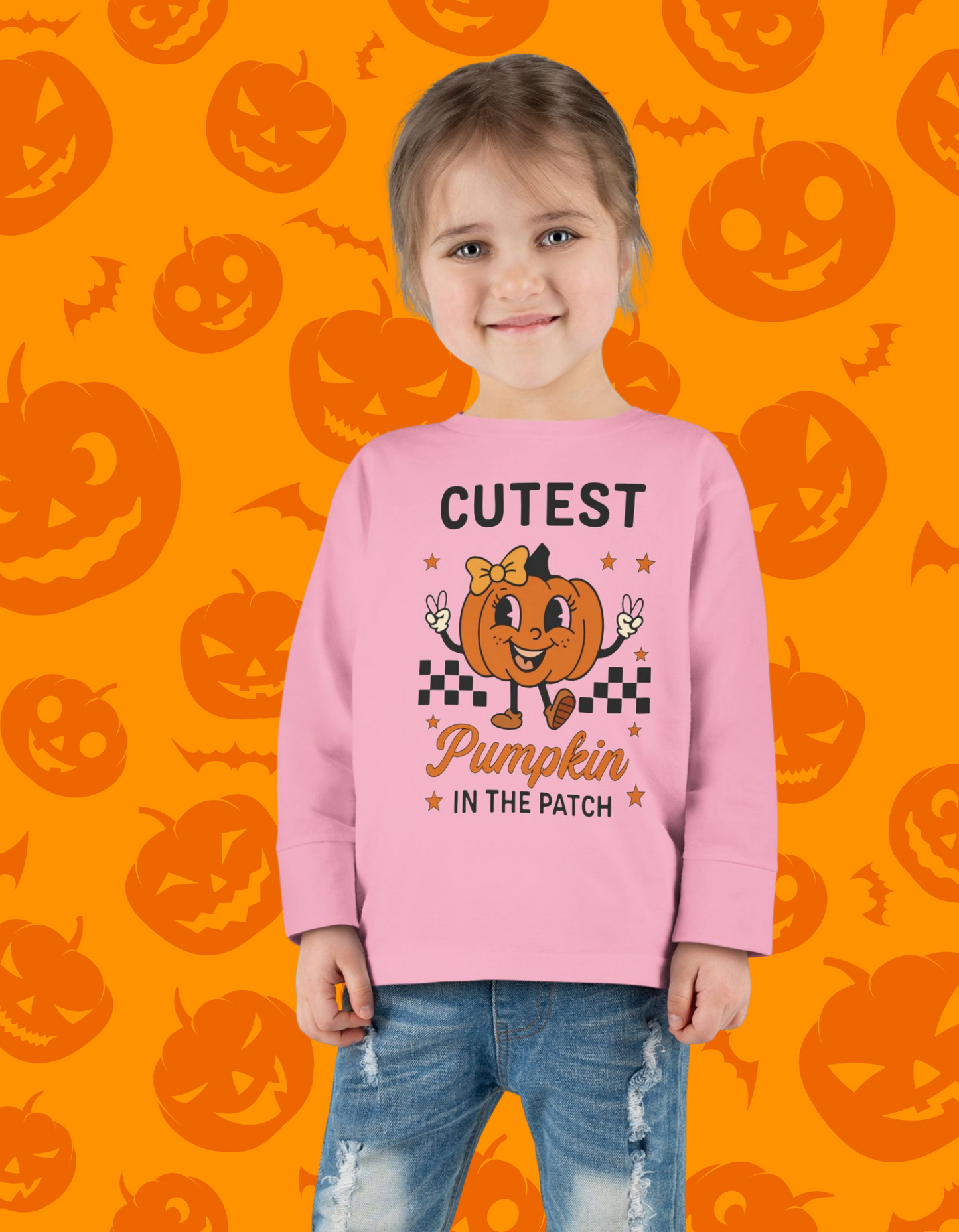 TODDLER  Long Sleeve Tee with Cute Pumpkin